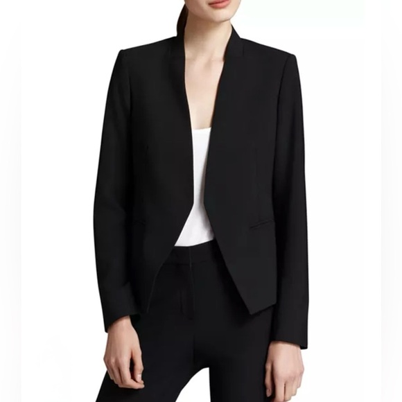 Theory Black Lanai Open Front Wool Blazer - Picture 1 of 9